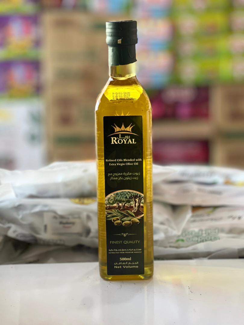 روغن زیتون نیم لیتر شیشه مارک رویال اصلی 500میلی لیتر